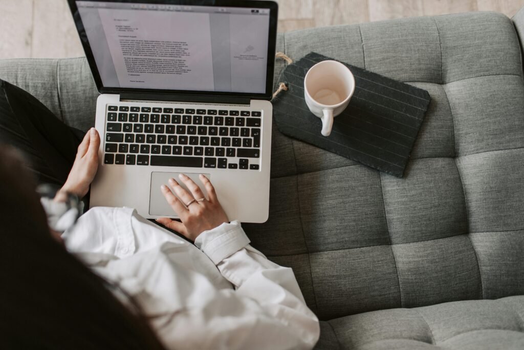 Woman holding a laptop freelancer